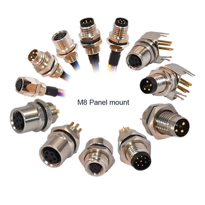 Qualität  3 4 5 6 8 12pins M8 Panel Mount Waterproof Connector Connector With PCB Solder Tail Fabrik