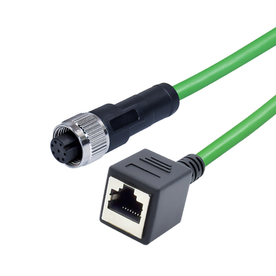 Männlich-weibliches wasserdichtes Flachkabel-Verbindungsstück IP68 M12 EIN Code 4pin 8pin D X zum Stecker Rj45