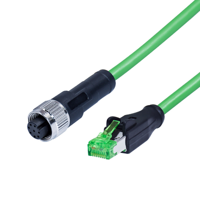 Männlich-weibliches wasserdichtes Flachkabel-Verbindungsstück IP68 M12 EIN Code 4pin 8pin D X zum Stecker Rj45