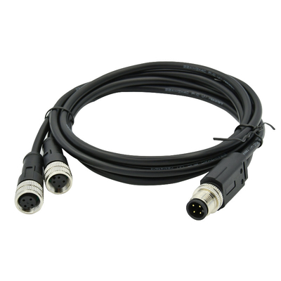 Ein Code 4 geformtes wasserdichtes Verbindungsstück M12 Pin M12 Y Teiler Kabel-IP68