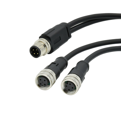 Ein Code 4 geformtes wasserdichtes Verbindungsstück M12 Pin M12 Y Teiler Kabel-IP68