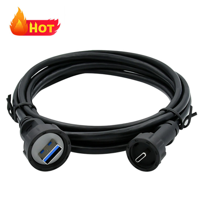 Weibliches Micro USB Jack Wasserdichtes USB C Kabel in schwarzer Farbe