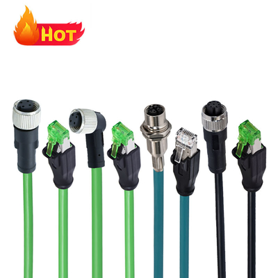 M12 bis RJ45 wasserdichte Verbindung 3-17 Pin A B C D X Code Männlich weiblich