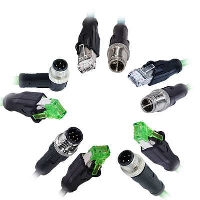 4A bewerteter M12-auf-RJ45-Steckverbinder, IP67 wasserdicht, Stecker/Buchse