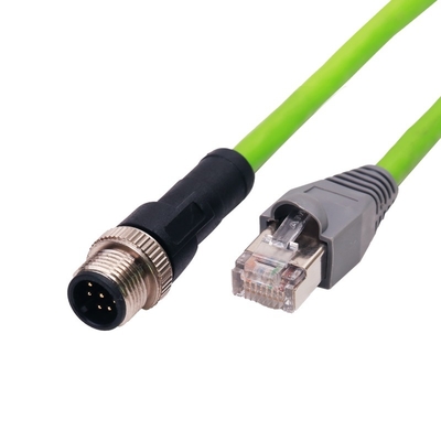 4A bewerteter M12-auf-RJ45-Steckverbinder, IP67 wasserdicht, Stecker/Buchse