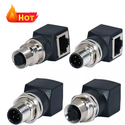 M12-auf-RJ45-Ethernet-Steckverbinder Stecker/Buchse IP67 wasserdicht 3-17 Pin