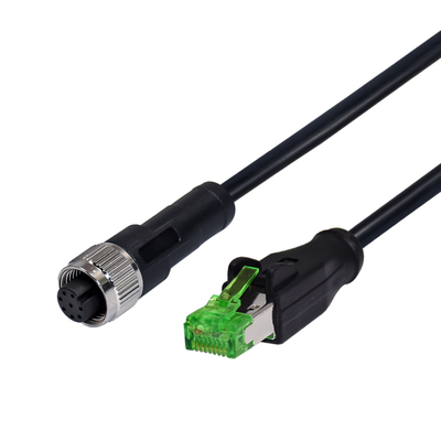 IP67 M12 D-Code auf RJ45 Ethernet-Kabel, Stecker, 1m, Cat5e, S/FTP