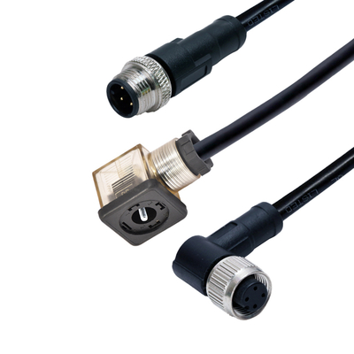 M12-Steckverbinder für Magnetventile, wasserdicht IP67, DIN 43650 A B C Typ