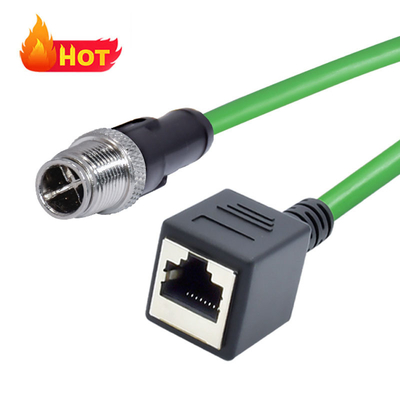 M12 8-poliger X-codierter Stecker auf RJ45 Gigabit Ethernet Kabel IP67