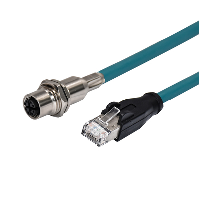 M12 8-poliger X-codierter Stecker auf RJ45 Gigabit Ethernet Kabel IP67