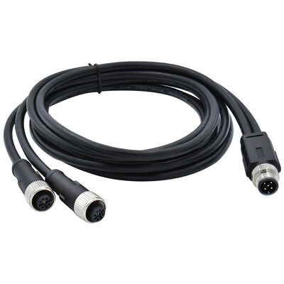 M8 4-Pin Rundsteckverbinder für Sensoren, vergossen, Y-Typ-Splitter, 26AWG x 4C PUR-Kabel, IP67 für Fahrzeugsignale