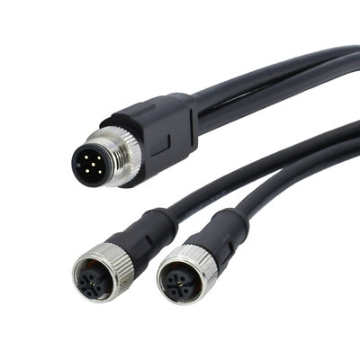 M8 4-Pin Rundsteckverbinder für Sensoren, vergossen, Y-Typ-Splitter, 26AWG x 4C PUR-Kabel, IP67 für Fahrzeugsignale
