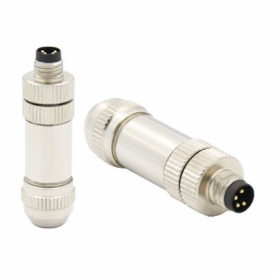 M8 Metallfelddraht Schraubverbindung Schild 3Pin 4Hole IP67 wasserdichtes Kabel Stecker für Automobil männliche Anwendung