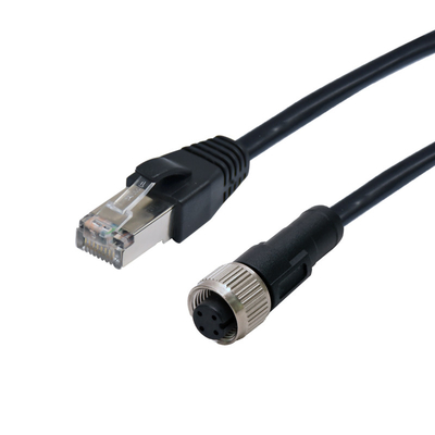 industrielles Kabel des Ethernet-1.5A des Verbindungsstück-RJ45 der Frau zu des Formteil-M12 ein Kodierungsverbindungsstück
