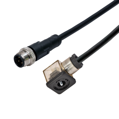 250V 10A Art 3+PE-Stecker des Magnetventil-Verbindungsstück-A zu M12 4 Pin Male Connector With Cable