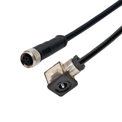 250V 10A Art 3+PE-Stecker des Magnetventil-Verbindungsstück-A zu M12 4 Pin Male Connector With Cable