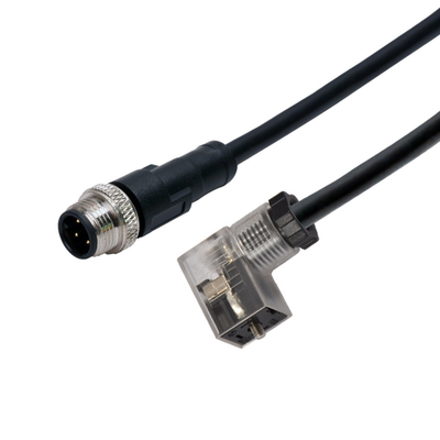 Code M12 8pins A formte männliches wasserdichtes Verbindungsstück-Kabel zur LED-Magnetventil-Art c-Stecker