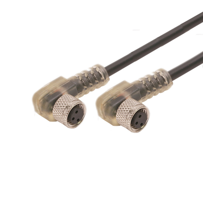 Weibliche 90 Grad Stiftm8 3 des wasserdichten Verbindungsstück-Kabels mit LED-Kabel