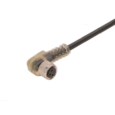 Weibliche 90 Grad Stiftm8 3 des wasserdichten Verbindungsstück-Kabels mit LED-Kabel