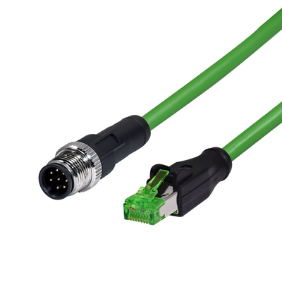 M12 8pin A Mann zum Ethernet RJ45 kodierend formte abgeschirmtes wasserdichtes Verbindungsstück-Kabel IP68