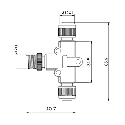 Teiler-wasserdichtes Verbindungsstück M12 A M12 5pin T Mann zu weiblichem Adapter 2 kodierend