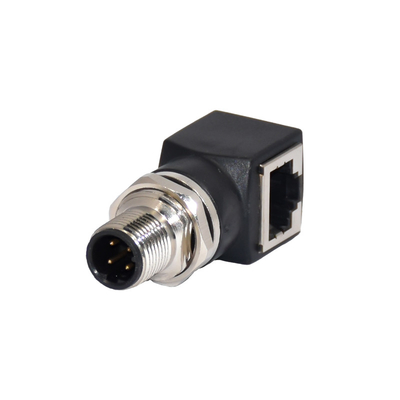 Ip67 wasserdichte industrielle Kodierung des Ethernet-M12 D Ellbogen-männlichen dem Verbindungsstück zu des Adapter-RJ45