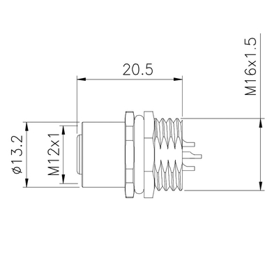 Nusslötmittelbrettgremiums-Bergs Codes IP 67 M12 A männlicher Sockel 5p des vorderen für Sensor/Boot/Industrie