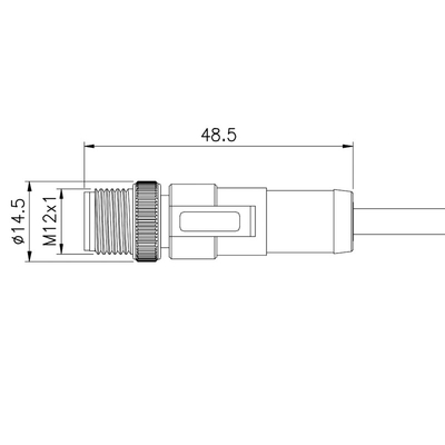 17 wasserdichter Verbindungsstück-Mann Pin Sensor Cables M12 zum Mann PA66