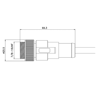 12mm metrisches 300V 13A formte gerades Kabel 7/8&quot; Mann5 Pin