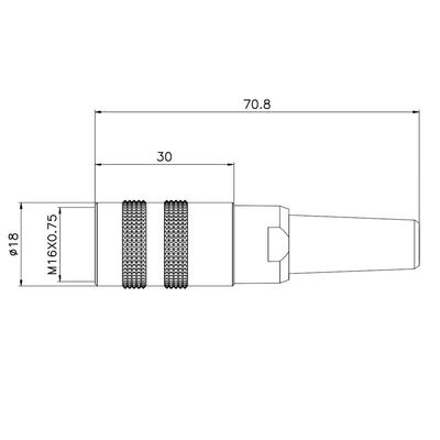 8 12 Zi-Cu Rundsteckverbinder Pin M16 mit Plastikabgasrohr