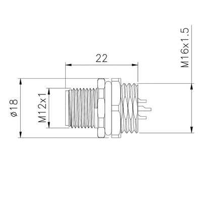 Des A-/B/Dcode-M12 Kupfer IP67 12P 17P Magnetventil-Verbindungsstück-PA66
