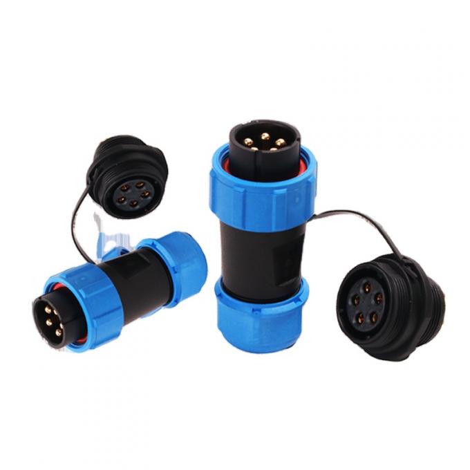 Inline-Kabel verstopft der wasserdichten Kreisplastikverbindungsstück-IP68 Messingkontakt 1