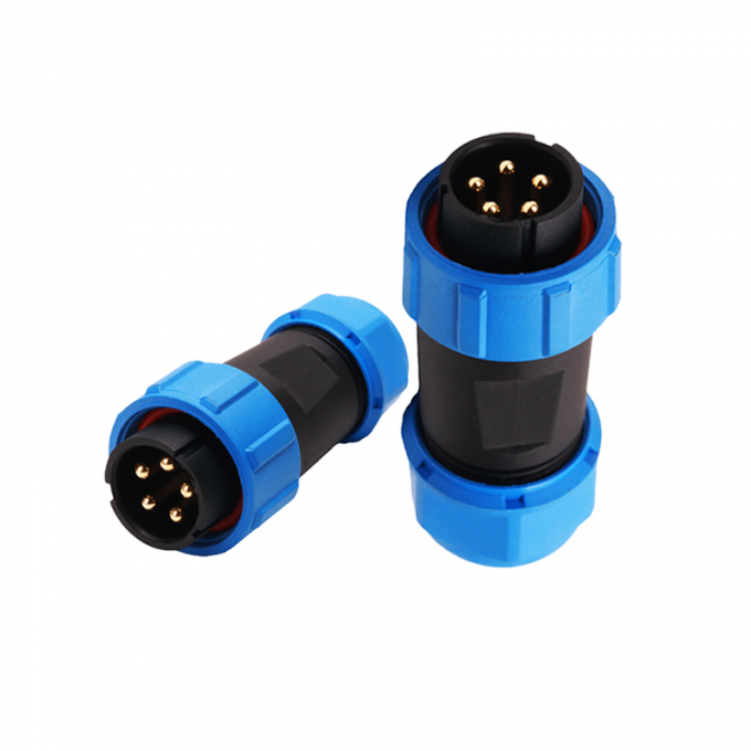 Inline-Kabel verstopft der wasserdichten Kreisplastikverbindungsstück-IP68 Messingkontakt 2